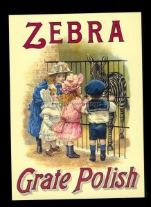 ad4225  - Zebra Grate Polish - Children at the Zoo -  Modern Advert postcard