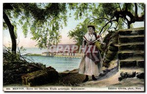 Menton - Between the Olives - Artistic Study - Women Folklore - Old Postcard