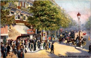 Paris, Le Boulevard Montmartre Tuck 7618 Vintage Postcard Y64