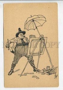 443872 Russia MOLLWO Painter CARICATURE Vintage HAND PAINTED postcard INK