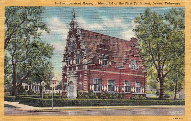 Postcard Zwaanendael House Memorial First Settlement Lewes DE