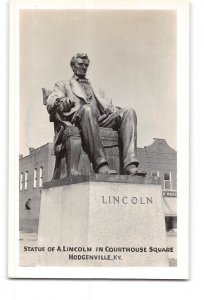 Hodgenville Kentucky KY RPPC Real Photo 1930-1950 Statue of Lincoln in Court