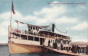 Steamboat on Lake, Yellowstone National Park, Wyoming ca 1910s Vintage Postcard