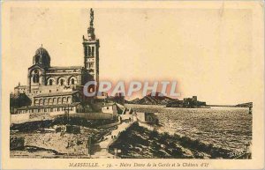 'Old Postcard Marseille Our Lady of the Guard and the Chateau d''If'