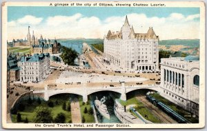 A Glimpse Of The City Of Ottawa Ontario Canada Passenger Station Postcard
