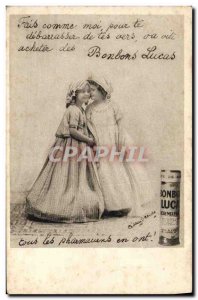 Postcard Old Advertisement Children Bonbo Luca Pharmacy