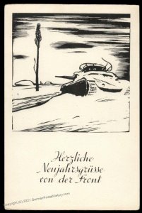 3rd Reich Germany Panzer New Year Card Cover UNUSED 100718