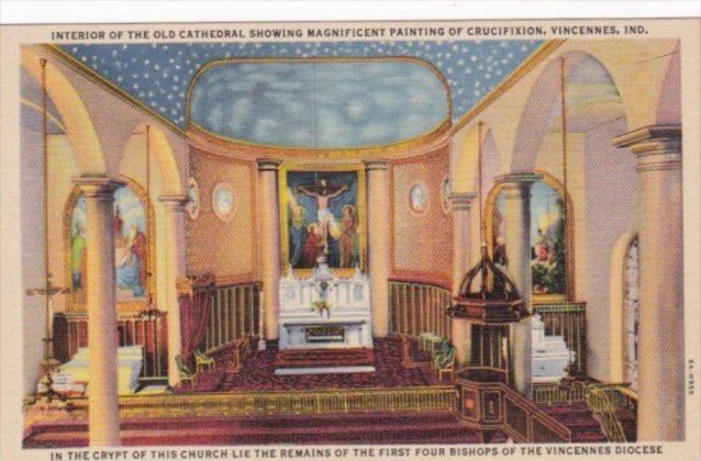 Indiana Vincennes Interior Of Old Cathedral Showing Painting Of Crucifixion C...