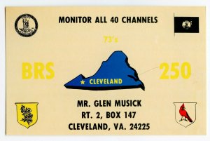 QSL Radio Card From Cleveland VA. Virginia BRS 250