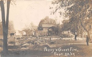 Perry Ohio 1909 Great Fire Disaster Ruins Real Photo Postcard AA79875