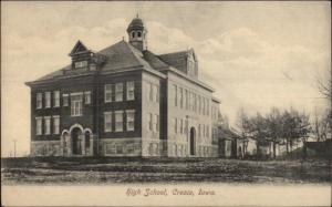 Cresco IA High School c1910 Postcard