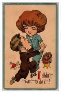 Postcard I Didn't Want To Do It! Man Proposing Marriage Vtg. Standard View Card