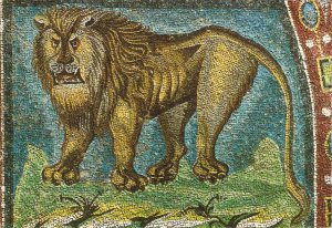 Ravenna. St. Mark the Evangelist, detail of Lion fine art modern Italian postc