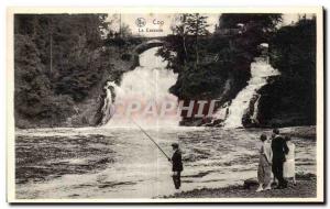 Old Postcard Belgium Coo Waterfall Fisherman