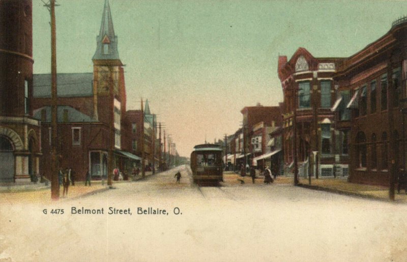 PC CPA US, OH, BELLAIRE, BELMONT STREET, Vintage Postcard (b21270)