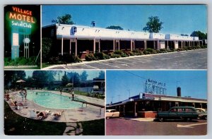 Village Motel & Swim Club, Rahway New Jersey, Vintage Chrome Multiview Postcard