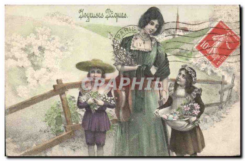 Old Postcard Fantaisie Kids Easter