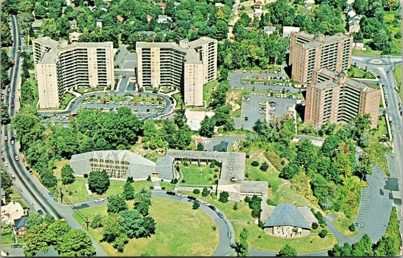 Stampford Connecticut Bedford St Aerial View CT Postcard PM Cancel WOB Note VTG 