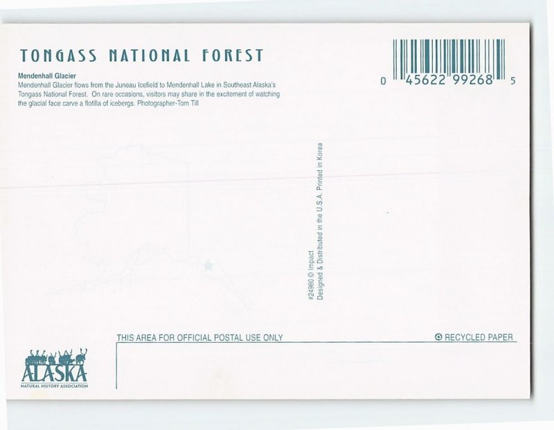 Postcard Tongass National Forest Mendenhall Glacier Alaska USA