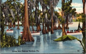 Cruz Through Cypress Gardens Florida FL Boats Spanish Moss Trees PPL Postcard 