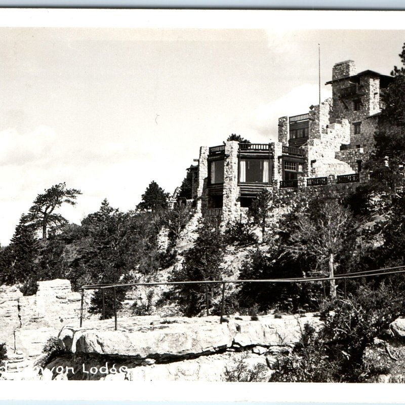 c1940s Coconino Co, AZ RPPC Grand Canyon Lodge Bright Angel Point North Rim A165