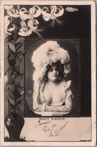 Art Nouveau Woman Meaty Fleuron Oricelly Paris Opera Glamour Vintage RPPC C065