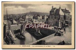 Old Postcard Honfleur Lieutenancy and Port Fishing Boat