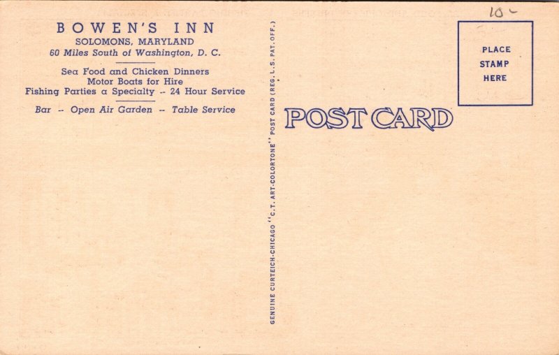 Bowen's Inn Solomons Maryland Postcard