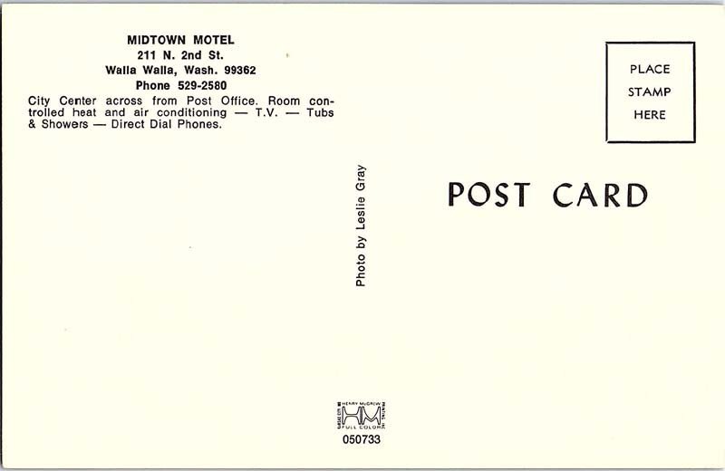 Postcard MOTEL SCENE Walla Walla Washington WA AI6755