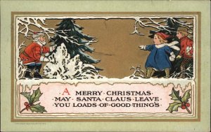 A/S CG Jr. Christmas Santa Claus Hiding from Children c1910 Vintage Postcard