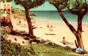 VINTAGE POSTCARD BATHING AT ELBOW BEACH SURF CLUB BERMUDA 1960s