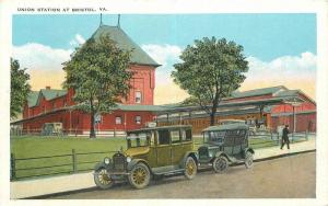 Autos BRISTOL VIRGINIA 1920s Railroad Union Station KNOXVILLE Tichnor 3590