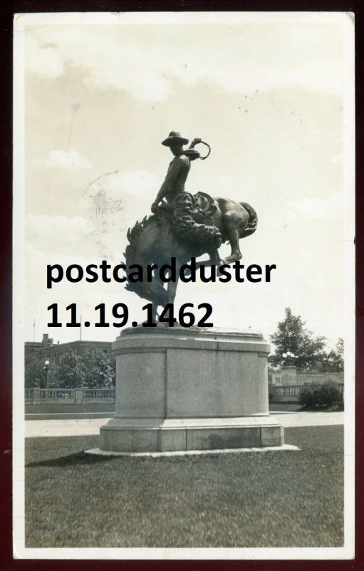 h2619- DENVER Colorado 1941 Bronco Buster Monument Real Photo Postcard by Cooper