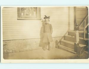 Pre-1918 rppc GIRL WITH BOW IN HAIR BY HOUSE Bowling Green Ohio OH v5183