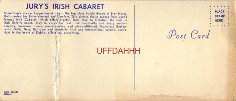 SCENES FROM JURY HOTEL, IRISH CABARET, DUBLIN, IRELAND - card is folded