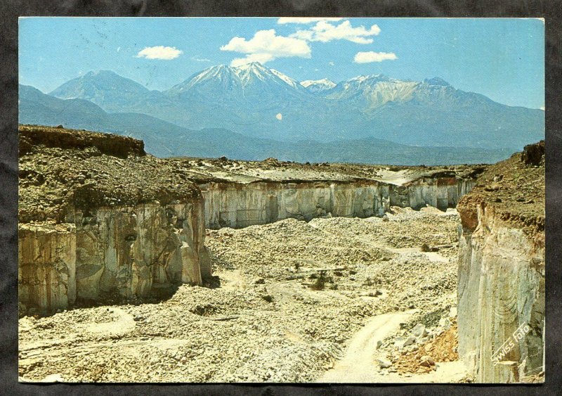 p110 - PERU 1974 Arequipa Volcanic Stone Quarry & Mount Chachani. Sent to Canada