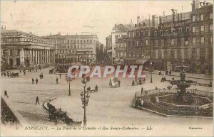 Postcard Old Bordeaux Place de la Comedie and Rue Sainte Catherine LL