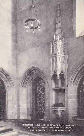 Pennsylvania Philadelphia Credence Table & Doorways In St Andrews Collegiate ...