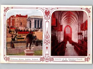 c1909 Princess Street & Interior Of St Patrick’s Church Dublin Ireland Postcard