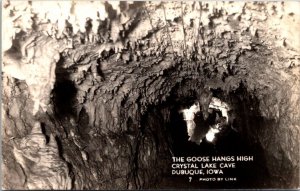 Real Photo Postcard The Goose Hangs High Crystal Lake Cave in Dubuque, Iowa