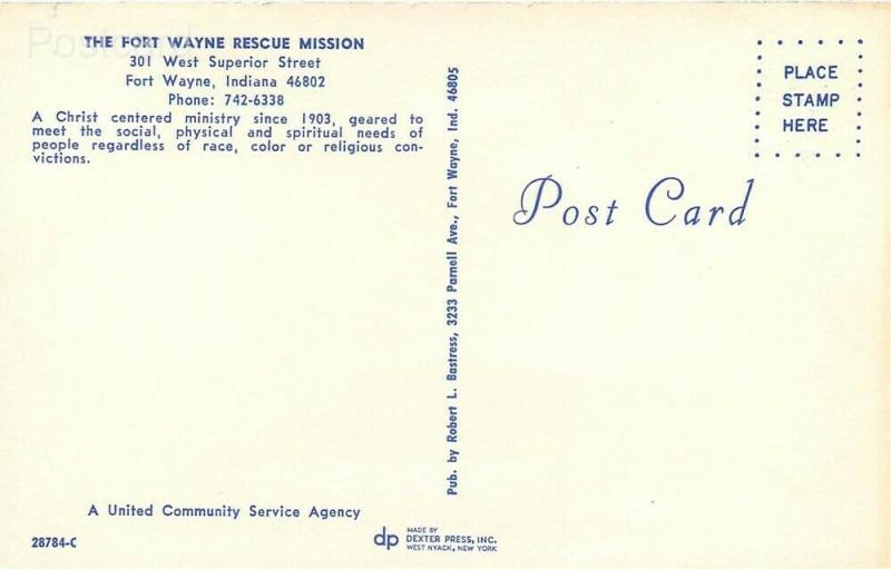 IN, Fort Wayne, Indiana, Rescue Mission, Dexter Press No. 28784-C