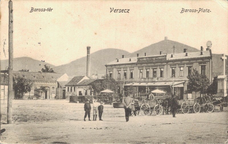 Serbia Vršac Versecz Baross-tér Vintage Postcard 07.12