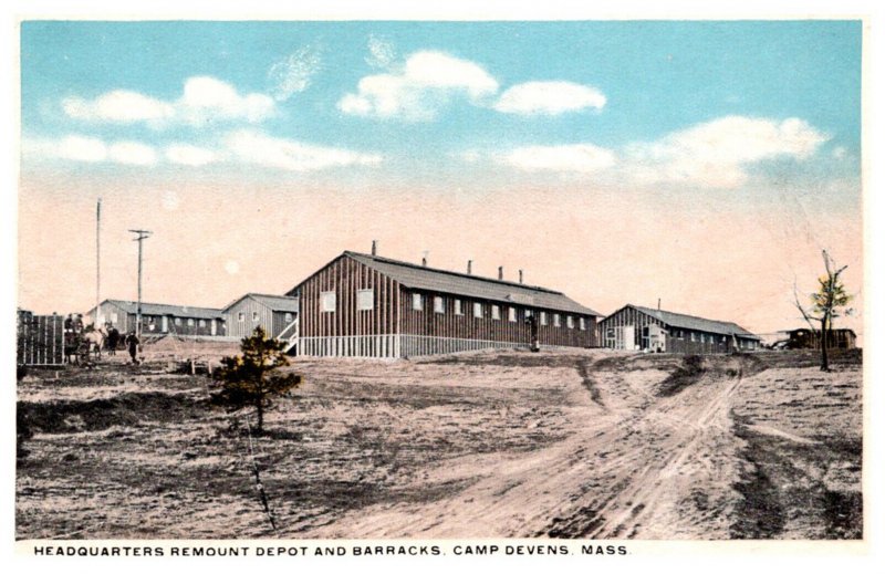 WW 1 Massachusetts Camp Devens Hdqtrs Remount and Barracks