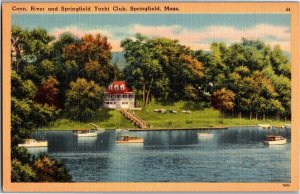 Connecticut River & Springfield Yacht Club, Springfield MA Vintage Postcard T15