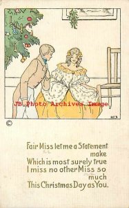 Christmas, The Rose Co No TRC02-1, Artist M.E.B., Romance, Tree, Art Nouveau