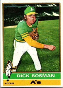 1976 Topps Baseball Card Dick Bosman Oakland Athletics sk13382