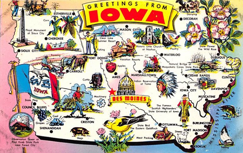 Maps Iowa USA Unused