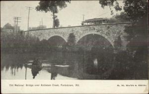 Funkstown MD Trolley on Old National Bridge c1905 Postcard