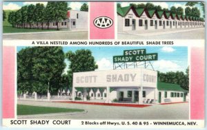 WINNEMUCCA, Nevada NV   Roadside  SCOTT SHADY COURT Motel c1940s Linen Postcard