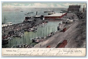 1907 Harbor Bay Shipyard Steamer Dock Looking East Galveston Texas TX Postcard 